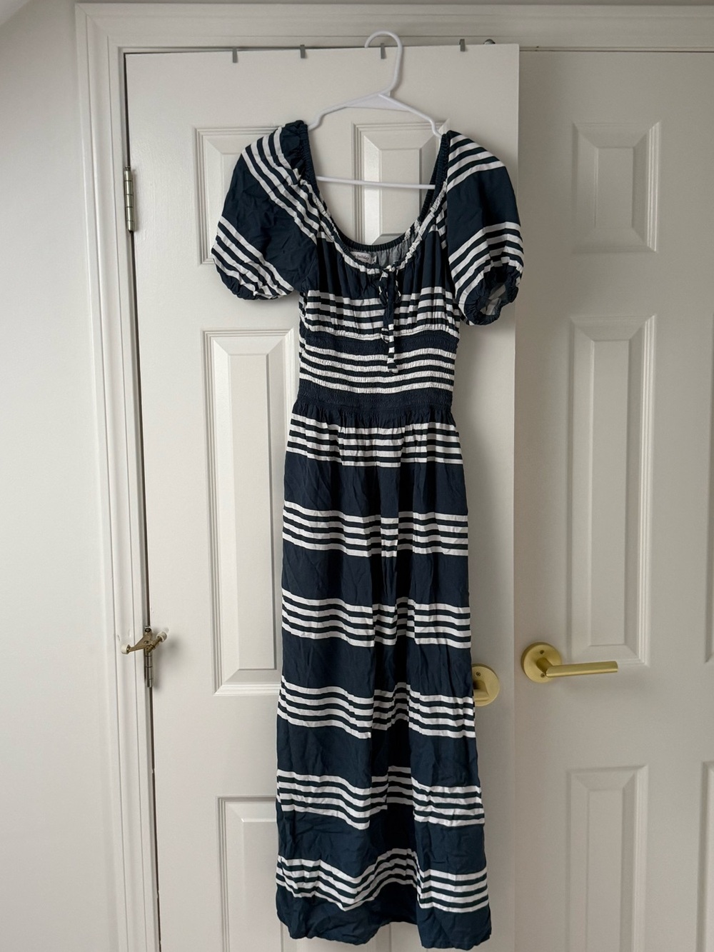 Striped Navy Midi Dress